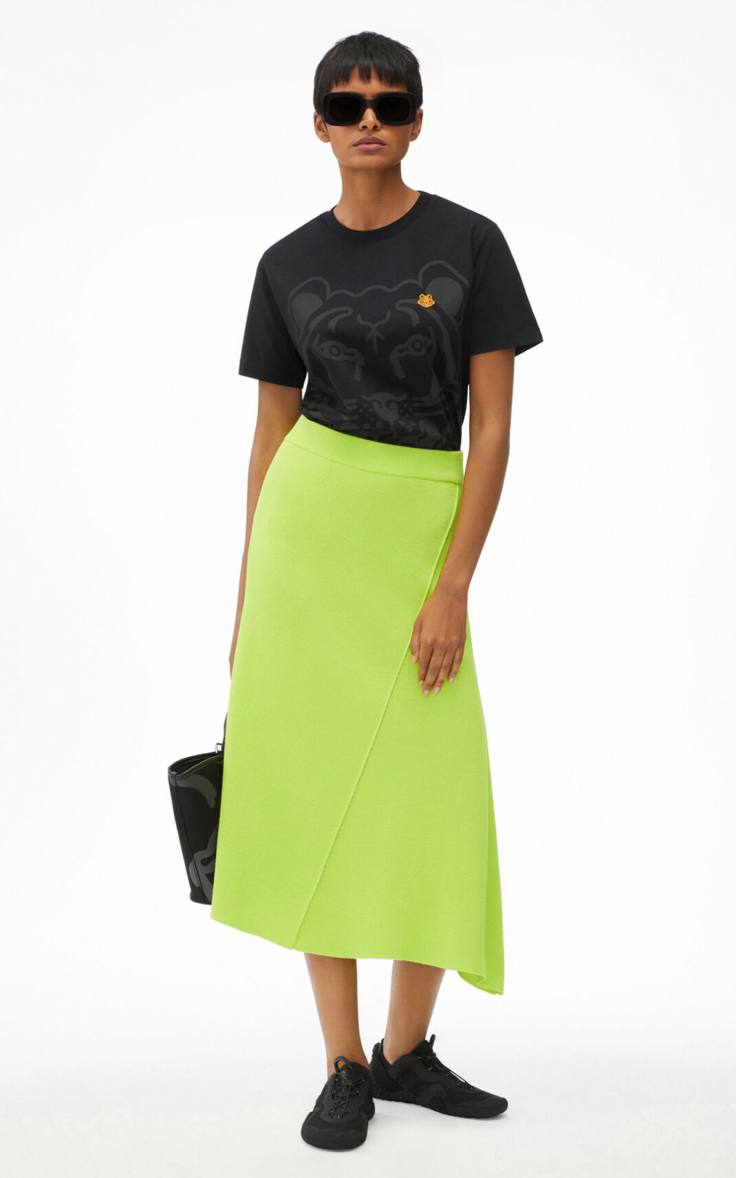 Jupe Kenzo Femme Asymmetrical Midi Vert Clair DIQCJ-4023